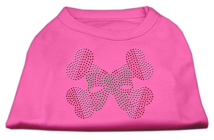 Candy Cane Crossbones Rhinestone Shirt Bright Pink XS